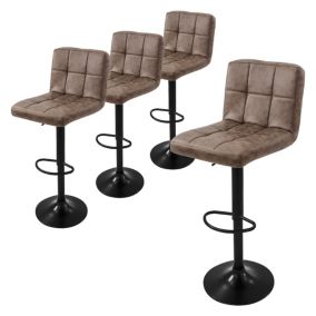 Lot de 4 tabourets de bar rembourrées en simili marron chaise hauteur réglable