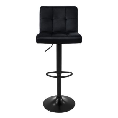 Lot de 4 tabourets de bar rembourrées en velours noir chaise réglable en hauteur