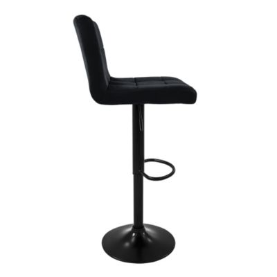 Lot de 4 tabourets de bar rembourrées en velours noir chaise réglable en hauteur