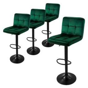 Lot de 4 tabourets de bar rembourrées en velours vert chaise réglable en hauteur