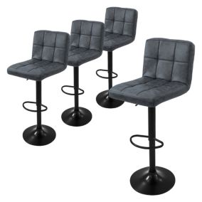 Lot de 4 tabourets de bar rembourrées simili anthracite chaise hauteur réglable