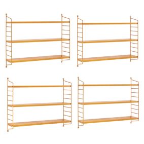 Lot de 4 étagères murales Strängnäs acier 50 x 60 x 15 cm orange en.casa
