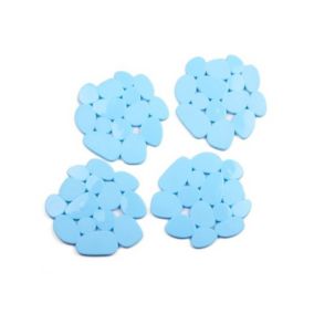 Lot de 4 Tapis antiderapants de douche ou baignoire PVC GALETS 12x13cm Bleu Ciel MSV