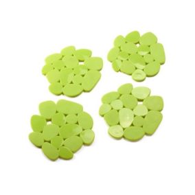 Lot de 4 Tapis antiderapants de douche ou baignoire PVC GALETS 12x13cm Vert Anis MSV