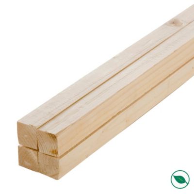 Lot de 4 tasseaux sapin brut 2400 x 48 x 37 mm