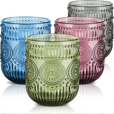 Lot de 4 Verres Tumblers Tournesol Vintage et Élégants