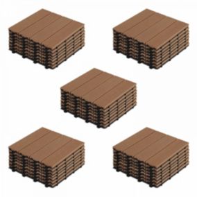 Lot de 40 dalles clipsables bois synthétique marron  Oviala