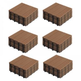 Lot de 48 dalles clipsables bois synthétique marron  Oviala