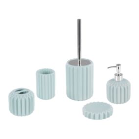 Lot de 5 accessoires de salle de bains en céramique bleu clair GORBEA