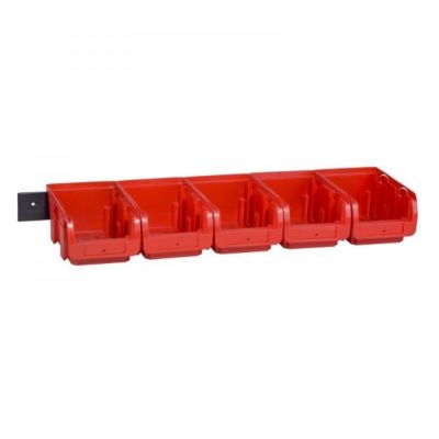 Lot de 5 bacs à bec rouge avec rail ProfiPlus C 2/6 Allit