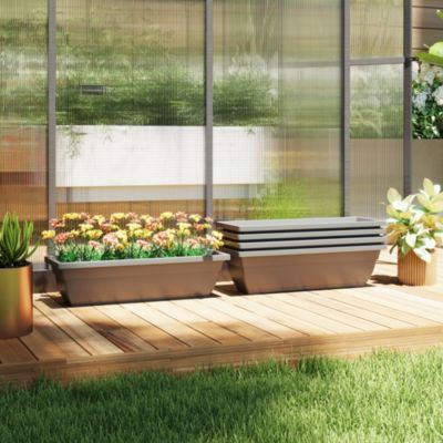 Lot de 5 bacs à fleurs 59 cm en plastique gris empilables