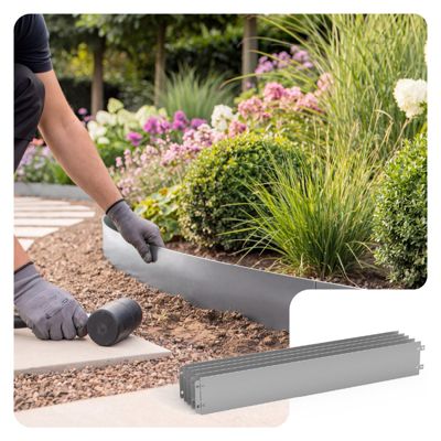 Lot de 5 Bordure de jardin en métal galvanisé flexible 100x13cm VOUNOT