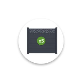 Lot de 5 clôtures aluminium 1,9m ADULA H.170cm gris