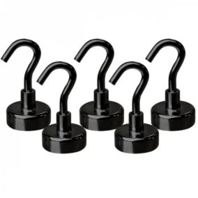 Lot de 5 crochets magnétiques anti-rouille diamètre 3 mm - KN20 - Noir - Linxor