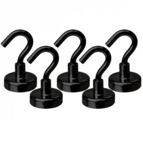 Lot de 5 crochets magnétiques anti-rouille diamètre 4 mm - KN25 - Noir - Linxor
