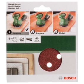 Lot de 5 disques abrasifs Bosch Velcro ⌀125mm grain 40