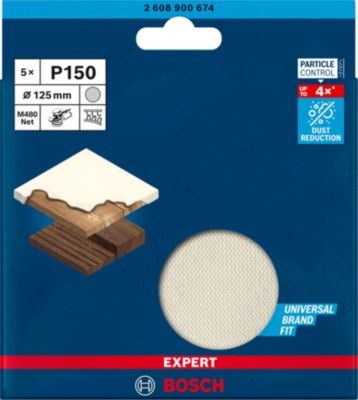 Lot De 50 Abrasifs Réticulés BOSCH EXPERT M480 - Grain 180 - 100x150mm - Pour Ponceuse Multi - 9
