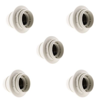 Lot de 5 douilles E27 + bague - Blanc - Zenitech