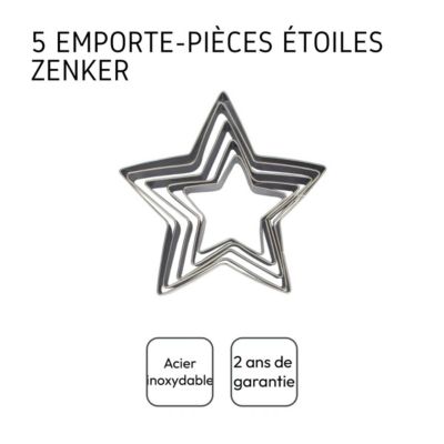 Lot de 5 emporte-pièces de Noël en forme d'étoile Zenker Emporte-pièces