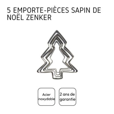 Lot de 5 emporte-pièces de Noël en forme de sapin Zenker Emporte-pièces
