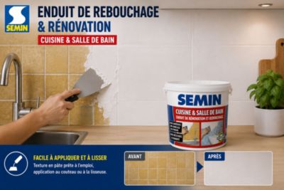 Lot de 5 Enduits de Rebouchage Cuisine et Salle de Bains Semin, Seau de 1 kg