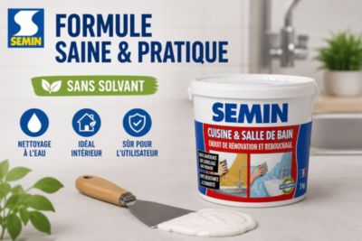 Lot de 5 Enduits de Rebouchage Cuisine et Salle de Bains Semin, Seau de 1 kg