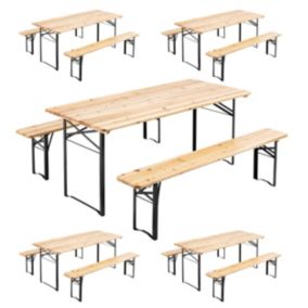 Lot de 5 ensembles table et bancs bois 180x80x76cm  Oviala