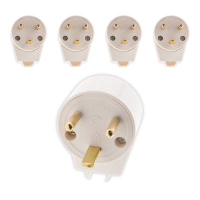 Lot de 5 fiches mâles 20A coudées 2 P+T - Blanc - Zenitech