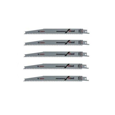 Lot de 5 lames pour scie sabre ''Progressor for Wood'' S2345X 200mm - BOSCH - 2608654404