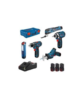 Lot de 5 outils 12V Bosch Pro - 3 batteries GBA 12V 2.0Ah, chargeur GAL 12, L-Boxx - 0615990N1D