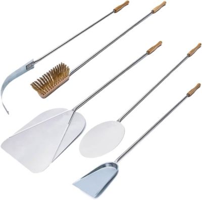 Lot de 5 Pelles à Pizza en Acier Inoxydable - Longueur de 120 Centimètres - Adaptées aux Fours Profonds de 70/80 cm