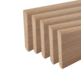 Lot de 5 plinthes MDF arrondies, plaquées Chêne Brut, L. 2 m x l. 6,8 cm, Ep. 9 mm