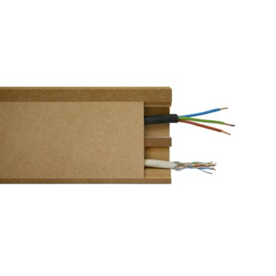 Lot de 5 Plinthes MDF Passes-câbles à couvercle, L.2.44 m x H.11 cm, Ep.18 mm