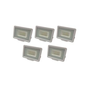 Lot de 5 projecteurs LED 10W (50W) Blanc étanche IP65 800lm - Blanc du Jour 6000K