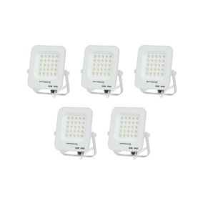 Lot de 5 Projecteurs LED 20W Blanc étanche IP65 1800lm 115W Blanc du Jour 6000K