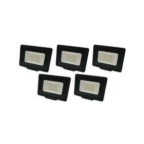 Lot de 5 Projecteurs LED 50W (250W) Noir étanche IP65 4000lm - Blanc Naturel 4500K