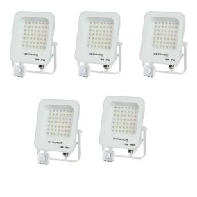 Lot de 5 Projecteurs LED avec Detecteur Blanc 30W étanche IP65 2700lm Blanc Chaud 3000K