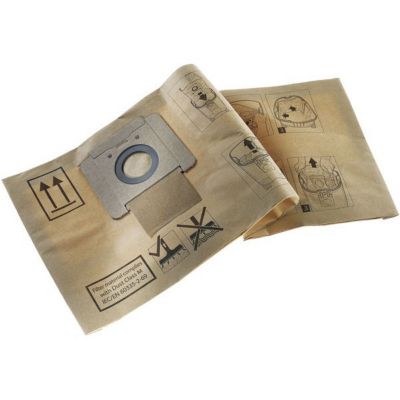 Lot de 5 sacs filtre FIS-CT 17/5X - sac non-tissé noir, compatible aspirateurs CT