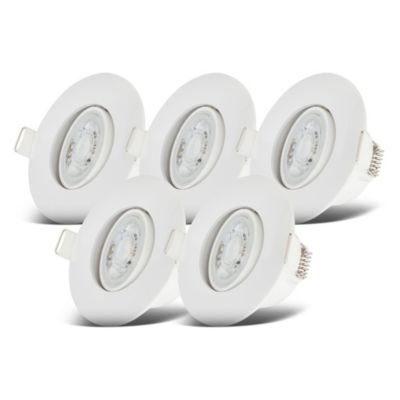 Lot de 5 spots LED encastrables IP65 D.90mm Orientables + dimmables 49W 480lm chacun Blanc chaud 3000K - B.K.Licht