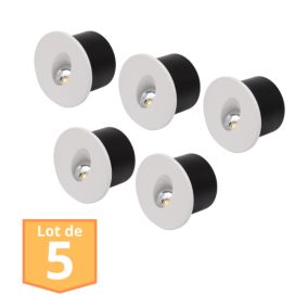 Lot de 5 Spots LED muraux rond blanc 3W 4000K