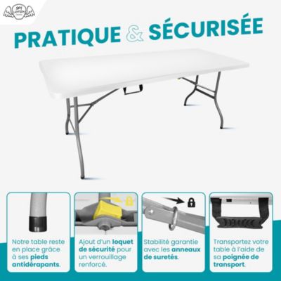 Lot de 5 Tables de Jardin Pliantes 180x74 cm Blanc