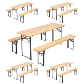 Lot de 5 tables et bancs brasserie pique-nique bois 180 cm