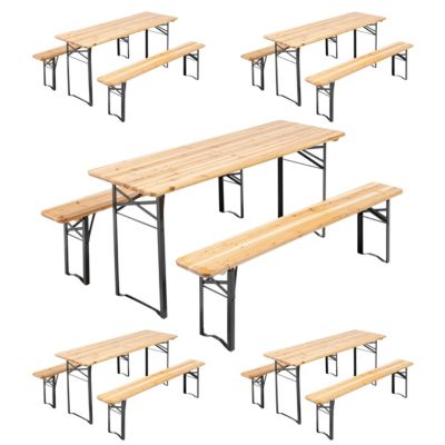 Lot de 5 tables et bancs brasserie pique-nique en bois 180 cm  Oviala
