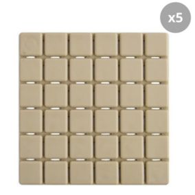 Lot de 5 Tapis antidérapants de douche ou baignoire Caoutchouc QUADRO 13x13cm Beige MSV