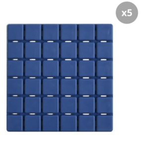 Lot de 5 Tapis antidérapants de douche ou baignoire Caoutchouc QUADRO 13x13cm Bleu Foncé MSV