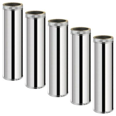 Lot de 5 TDPS1000 Conduit double paroi isolé pour poêle à bois longueur 100 cm diam150