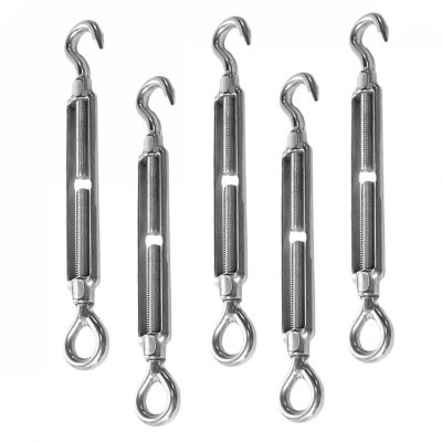 Lot de 5 tendeurs de fil réglables en acier inoxydable - Crochet et oeillet - M4 - Linxor