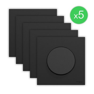 Lot de 5, Va et vient ou poussoir, complet, noir, Odace