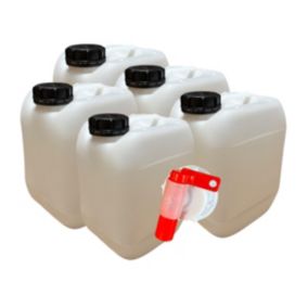 Lot de 5 x Jerrican Bidon Plastique 5 L litres avec Bouchon Étanche et 1 Robinet Verseur Liquides Alimentaires