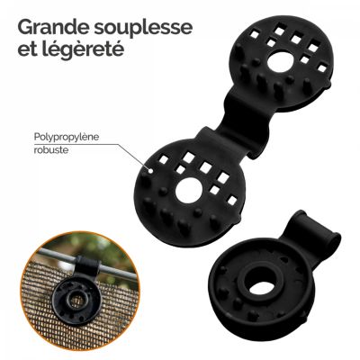 Lot de 50 clips de fixation pour brise vue, bâche ou toile d'ombrage  - Noir - Linxor